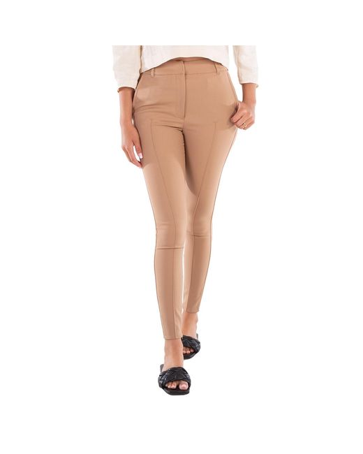 Burberry White Ladies Dark Biscuit Fitted Wool Trousers, Brand Size 0 (Us