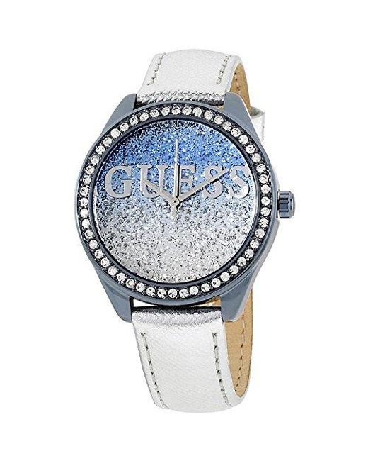 Guess Leather Quartz Crystal Dial Watch Lyst