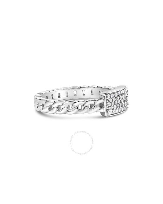 Haus of Brilliance White 925 Sterling 1/5 Cttw Diamond Id And Cuban Link Band Ring (I-J Color, I2-I3 Clarity)