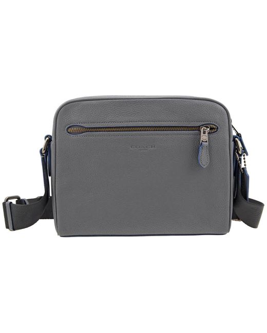COACH Gray Pebbled Leather Metropolitan Soft Camera Bag for men
