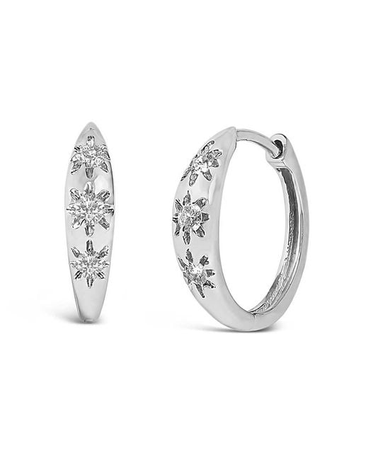 Haus of Brilliance Metallic 10K 1/5 Cttw Lab Grown Diamond Three Stone Huggie Hoop Earrings
