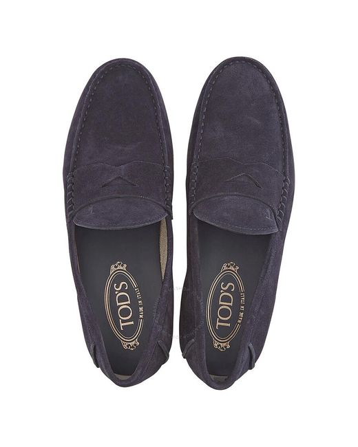 Tod's Blue Dark Galaxy Suede Penny Loafers for men