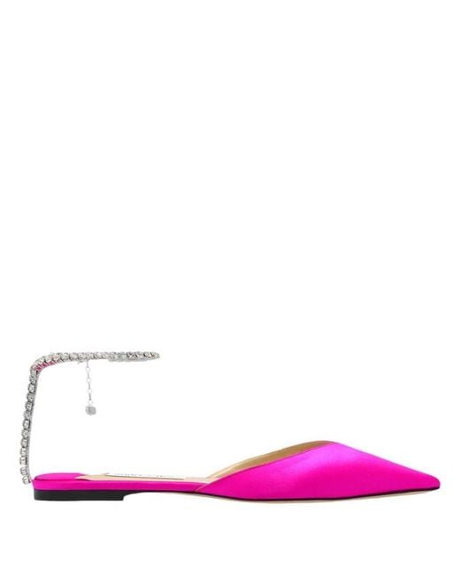 Jimmy Choo Pink Saeda Crystal Embellished Satin Flats, Brand Size 40 Us