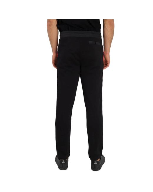 Moncler Black Side Logo Stripe Print Track Pants for men