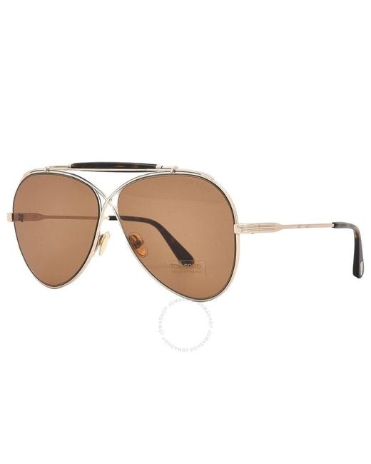 Tom Ford Brown Pilot Sunglasses Ft0818 28e 60 for men