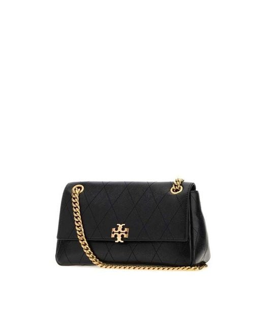 Tory Burch Black Leather Small Charlie Shoulder Bag Borse A Mano