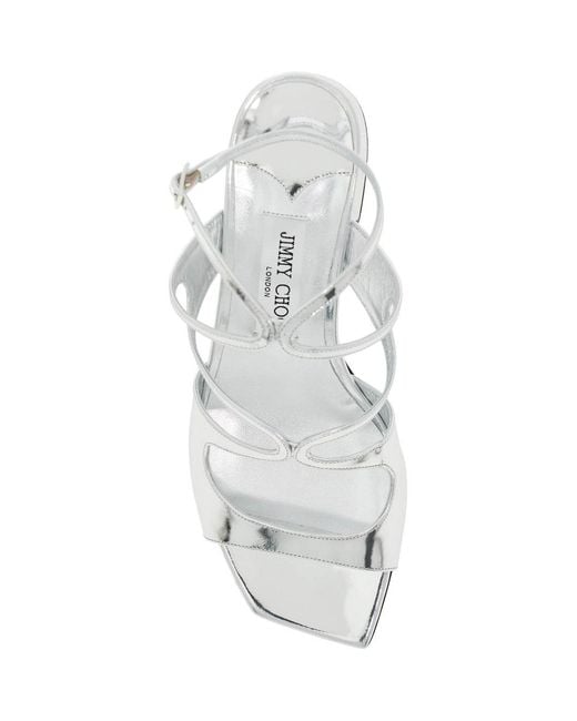 Jimmy Choo White Azilia 45 Metallic Sandals, Brand Size 38 Us