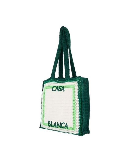 Casablanca Green Crocheted Cotton Tote Bag