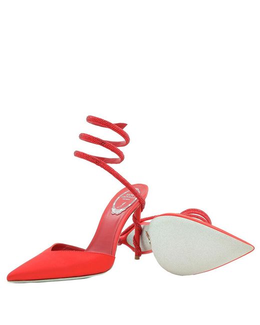 Rene Caovilla Red Rene Caovilla Margot 105 Satin Pumps