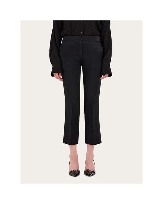 Ferragamo Blue Wool Blend Trousers, Brand Size 44 (Us