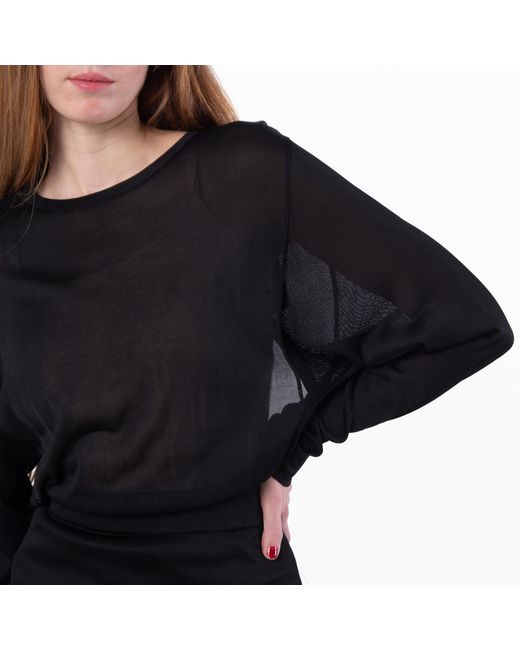 Saint Laurent Black Long-Sleeve Ackless Knit Dress
