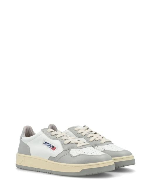 Autry White Medalist Leather Low-Top Sneakers, Brand Size 44 Us for men