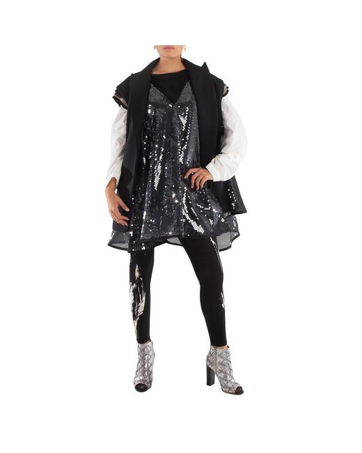 Sacai Black Ladies Layered Blazer Vest With Sequined Dress, Brand Size 2