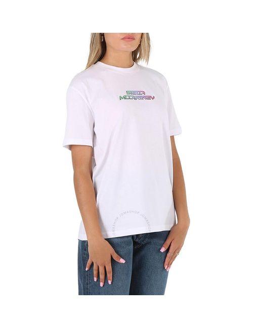 Stella McCartney White Pure High Frequency Gel Logo Cotton T-shirt