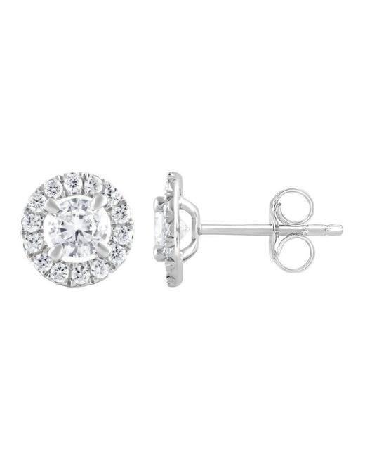 Brilliant Diamond Metallic 1.00 Carat 14K Round Cut Lab Grown Diamond Halo Stud Push Back Earrings For -Color/Clarity-J-Ki2