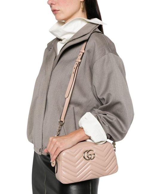 Gucci Pink Gg Marmont Small Leather Camera Bag
