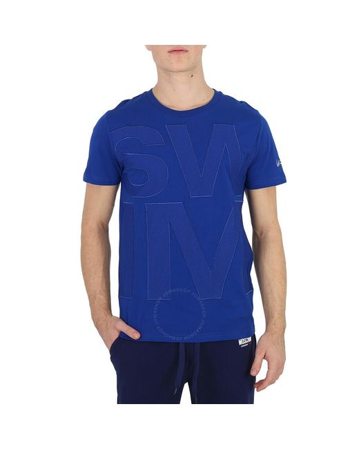 Moschino Blue Debossed Logo T-shirt for men