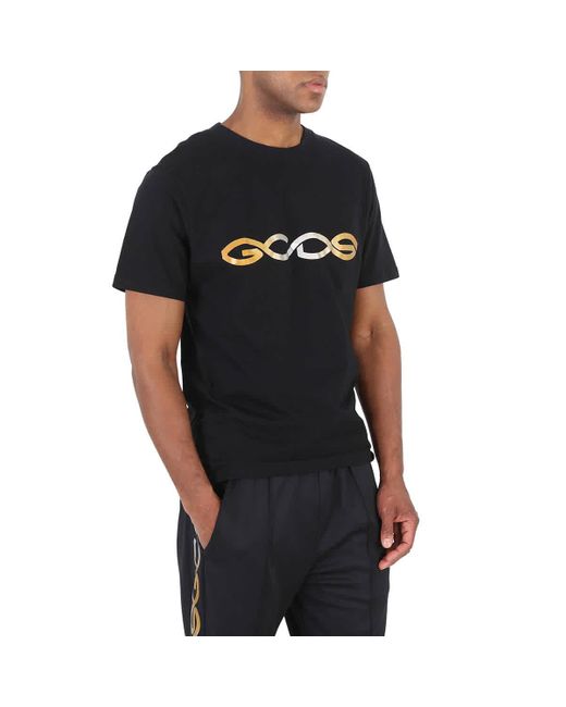 Gcds Black Reflective Logo Regular Cotton T-shirt for men