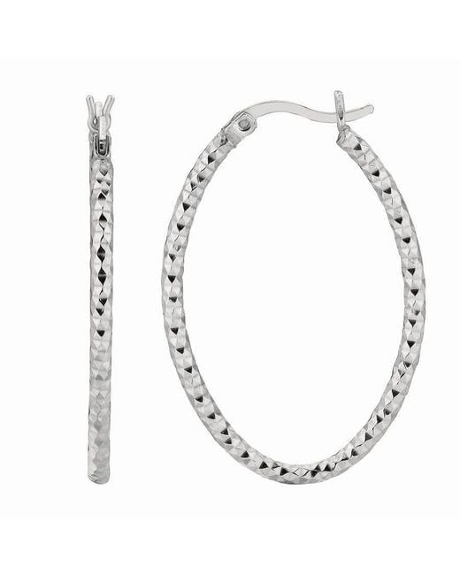 Tresorra Metallic Sterling Diamond Cut Oval Earrings