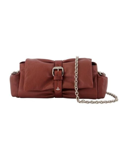 Vivienne Westwood Brown Hazel Treasure Clutch Burgundy