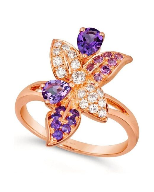 Le Vian Blue Ladies Grape Amethyst Floral Rings Set
