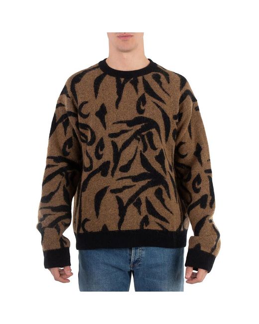 Nanushka Men's Brown Toine Crew Neck Abstract Print Sweater