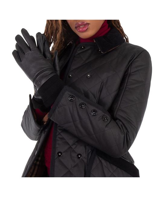 Burberry Black Ekd Leather Gloves