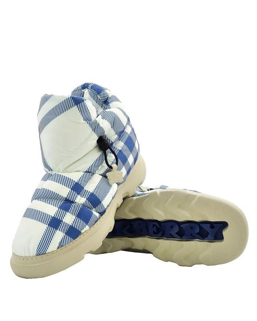 Burberry Blue Check Pillow Drawstring Boots, Brand Size 43 Us for men