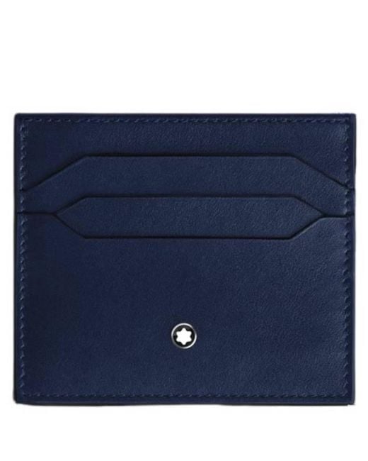 Montblanc Blue Meisterstuck Leather 6Cc Card Holder for men