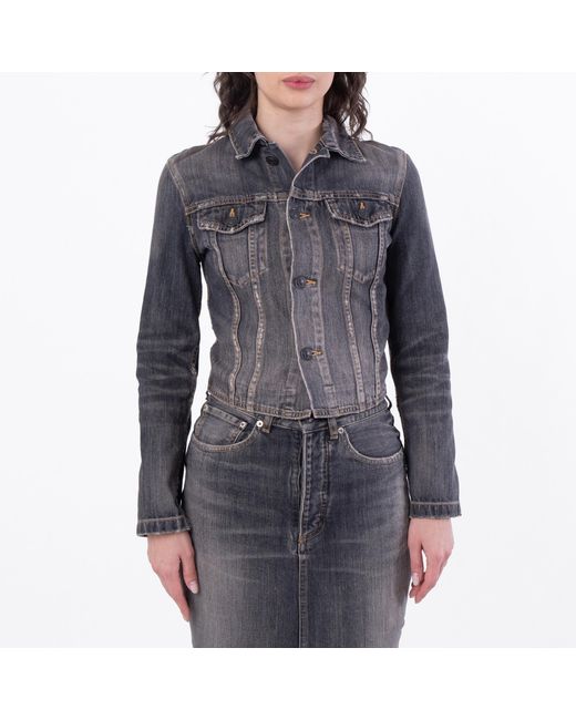 Balenciaga Black Rear Lace Up Denim Jacket, Brand Size 34 (Us