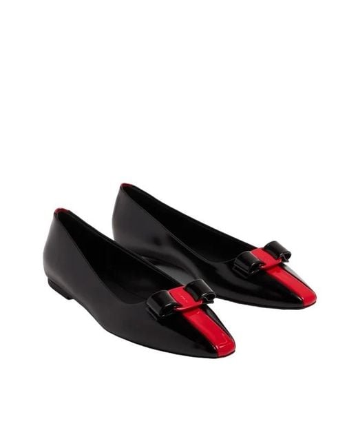 Ferragamo Black Ferragamo Vara Bow Leather Ballet Flats