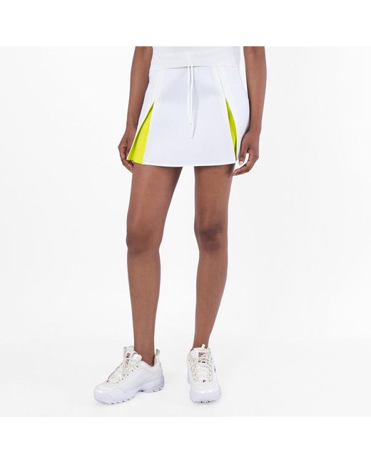 Lacoste White Adjustable Color-Block Interlock Skirt, Brand Size 38 Us