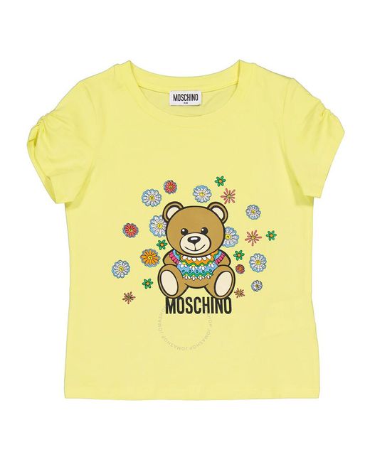 Moschino Yellow Girls Lemon Logo-print Cotton T-shirt