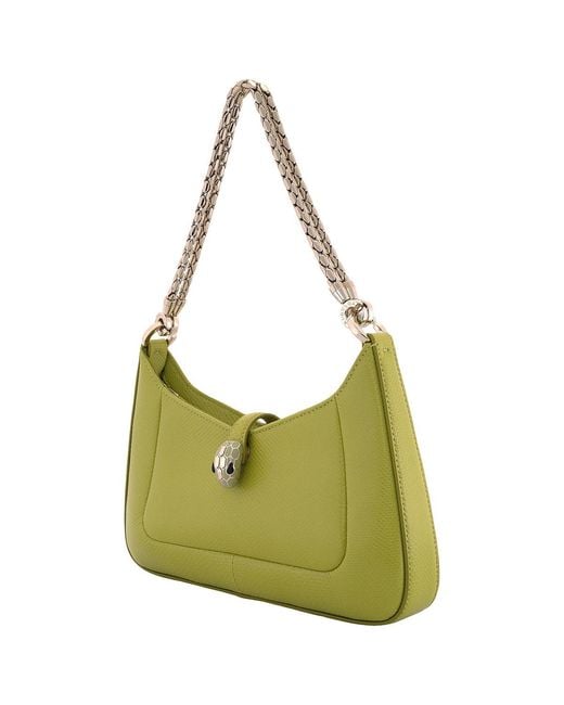 BVLGARI Green Small Serpenti Baia Leather Shoulder Bag