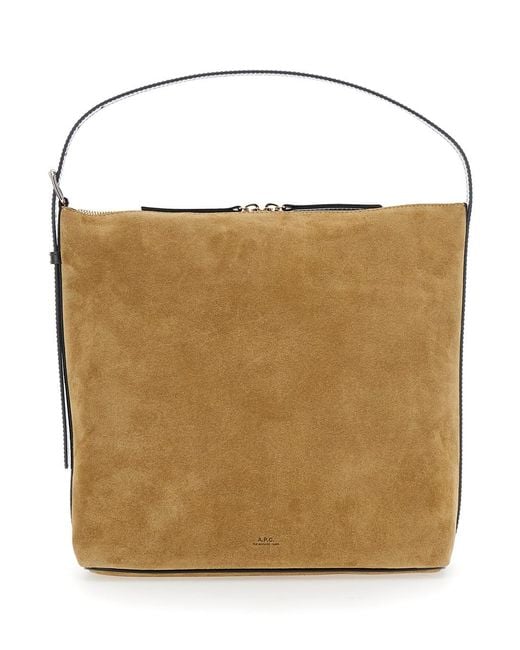 A.P.C. Natural 'Vera' Shoulder Bag With Top Handle And Zip Closure