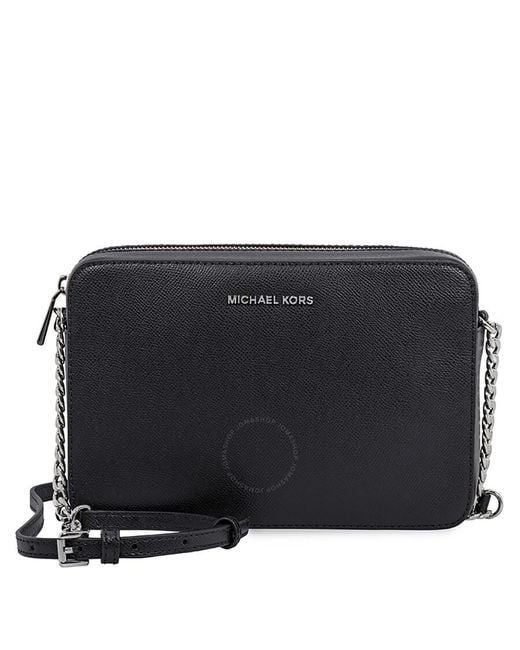 Michael Kors Black Jet Set Travel Pebbled Leather Crossbody