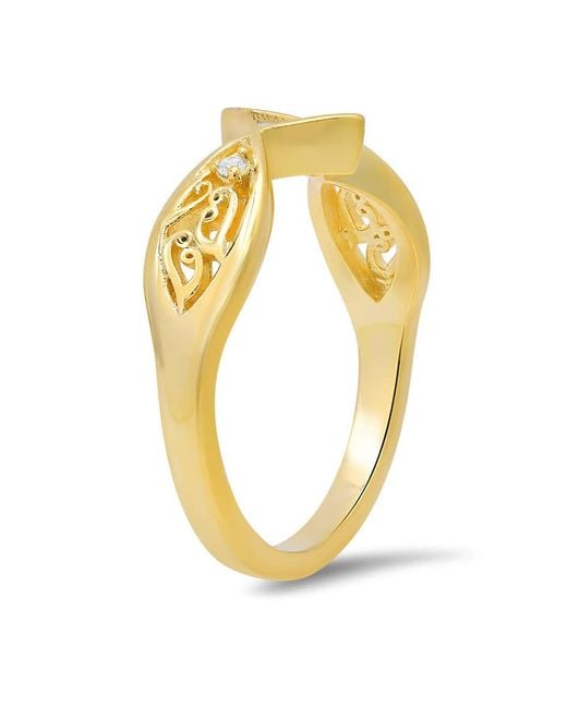 Kylie Harper Metallic 14K Over Petite Vintage Marquise-Cut Cz Filigree Ring