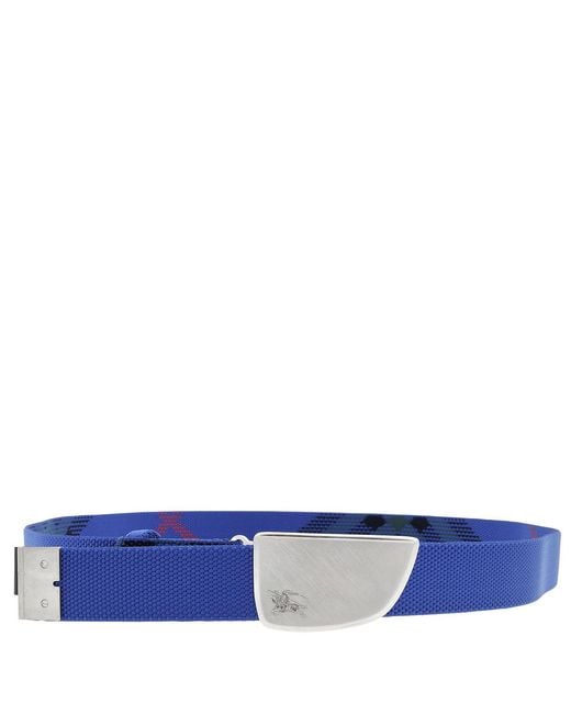 Burberry Blue Check Webbing Shield Belt for men