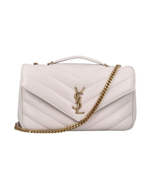Saint Laurent Pink Loulou Medium Chevron-Quilted Lambskin Bag