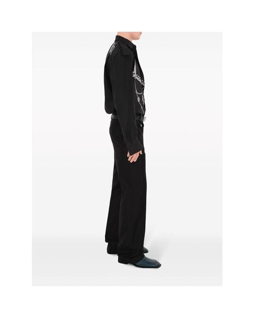 Burberry Black Knight Silk Shirt With Hand-Painted Design for men