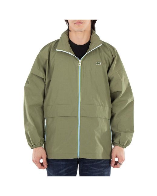 Lacoste Green Water-Repellent Removable Hood Windbreaker, Brand Size 50 Us for men