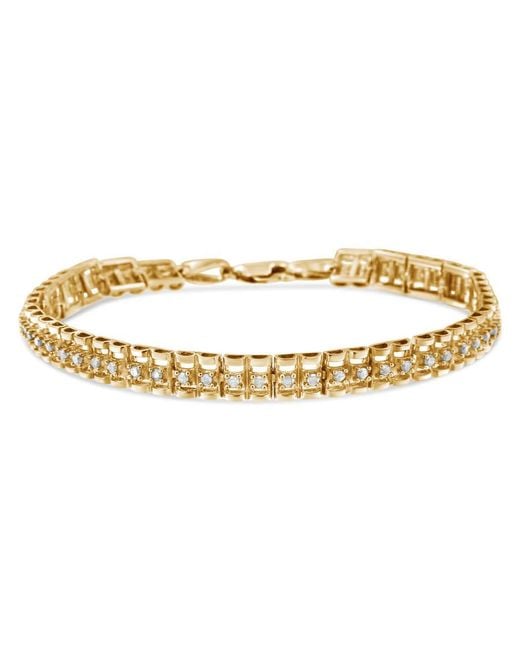 Haus of Brilliance Metallic 10k Yellow Gold Plated .925 Sterling Silver 2.0 Cttw Diamond Double-link 7'' Tennis Bracelet