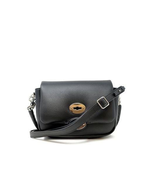 Zanellato Black Postina Ella Piuma Chain Leather Bag