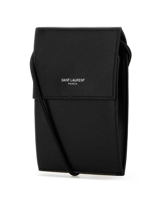 Saint Laurent Black Logo Print Mini Crossbody Bag for men