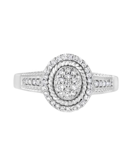Haus of Brilliance Metallic 925 Sterling 1/3 Cttw Pave Set Round-Cut Diamond Braided Halo Cocktail Ring