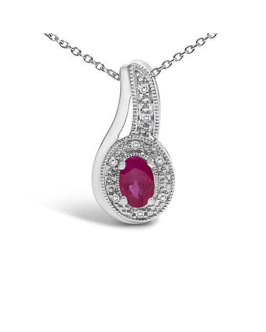Haus of Brilliance Metallic 925 Sterling Ruby And Diamond Accent Milgrain Swirl Pendant Necklace