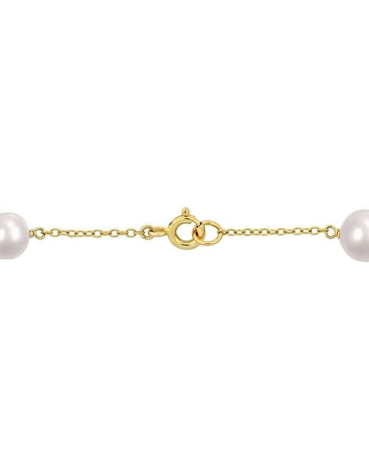Amour Metallic 6.5-8.5 Mm Cultured Freshwater Pearl Station Bracelet for men