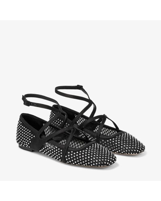 Jimmy Choo Black Astoria Crystal Ballet Flats, Brand Size 35 Us