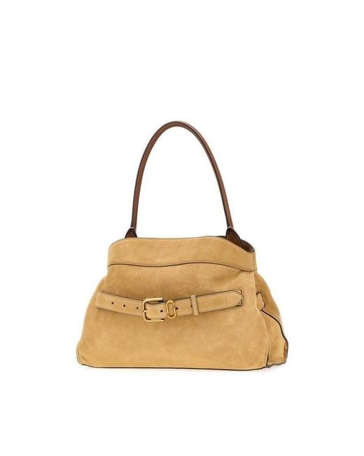 Marc Jacobs Metallic Suede The Dakota Shoulder Bag Sahara Borse A Mano