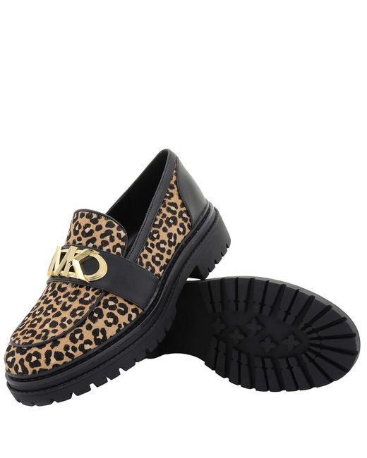 Michael Kors Black Leopard Print Parker Loafers, Brand Us